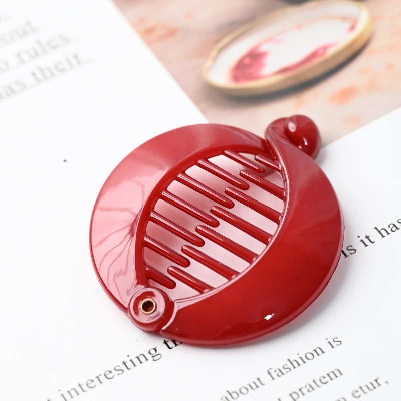 Prettyou Forest 2.5" Effortless Beauty Assorted Side Combs Hair Clip Pins Round Banana Clips, pack of 4 (red) - Image 3